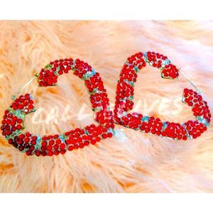 Callie Red: Bamboo Hearts 90s Bling Vintage Style Earrings